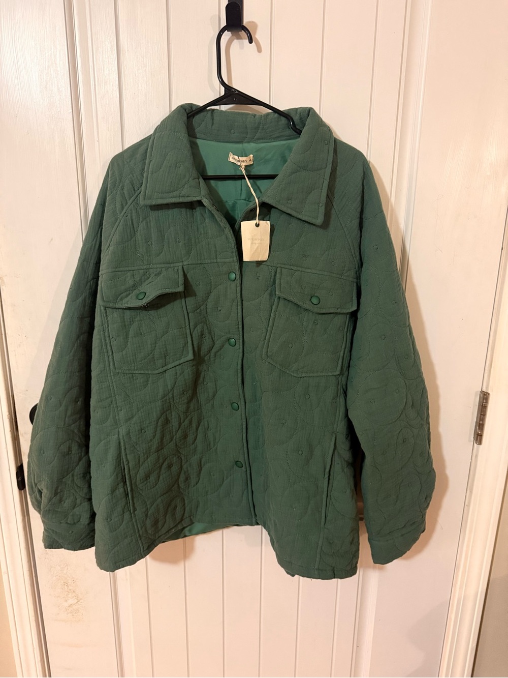 Boutique Quilted Green Ying Yang Shacket